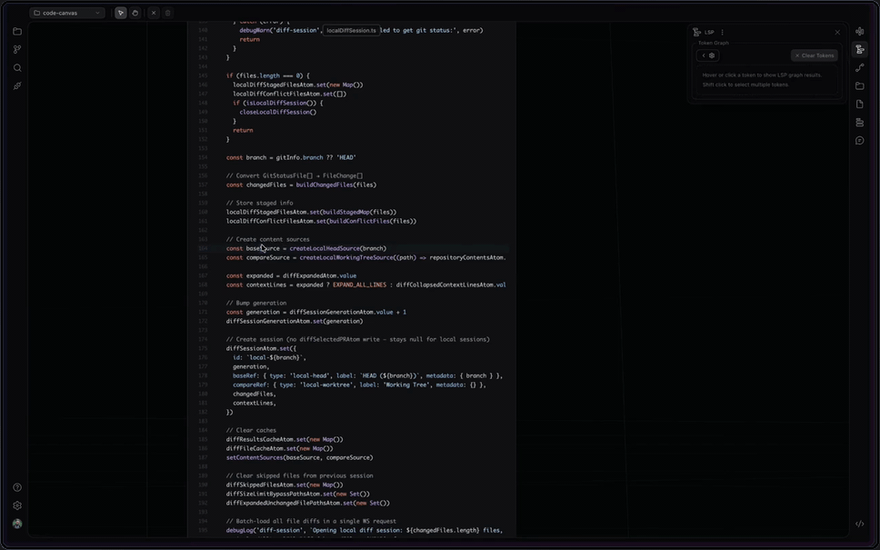 Language server highlights across files on the canvas